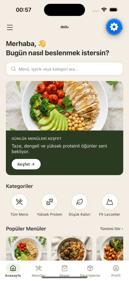 Dailo uygulaması anasayfa ekranı